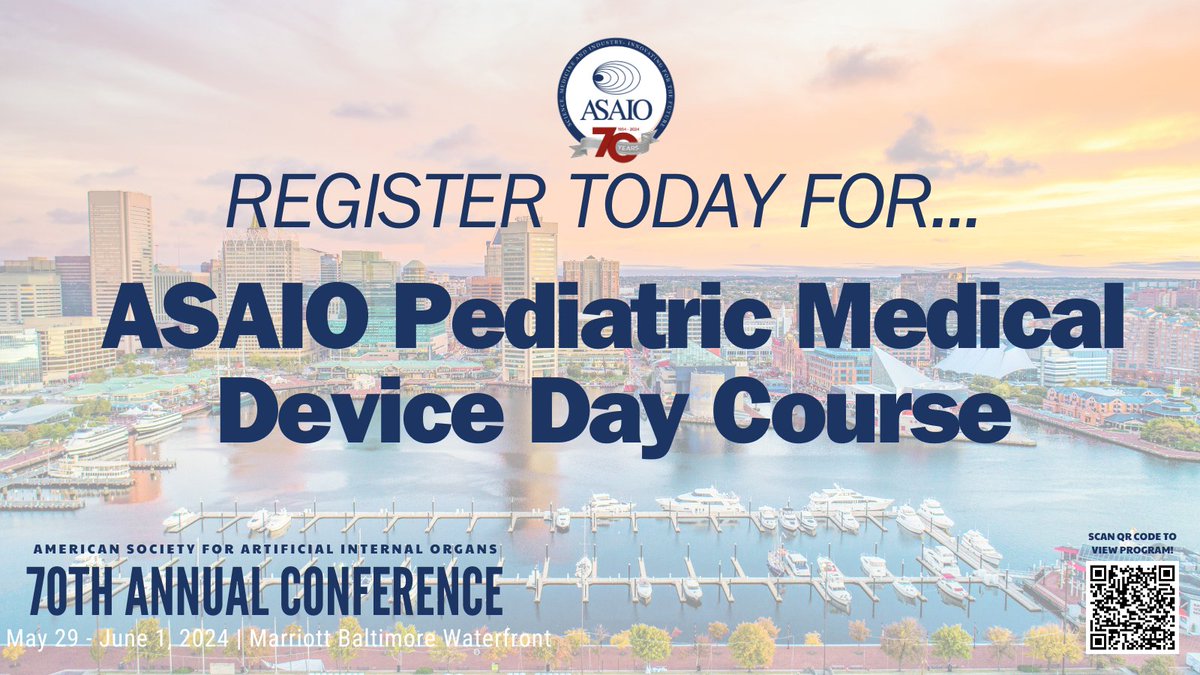 Register today for the Pediatric Medical Device Day Course! 
View Program Here: asaio.org/conference/pro…

#PediatricMedicalDevice #ASAIO2024 #ASAIO