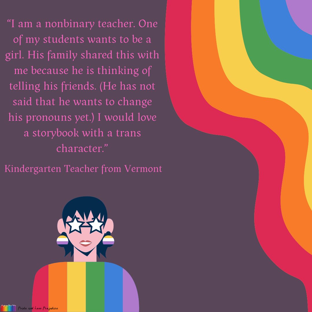 'One of my students wants to be a girl. His family shared this with me because he is thinking of telling his friends. I would love a storybook with a trans character.' 📷 -Kindergarten Teacher from Vermont 📷 #nonbinary #trans #kindergarten #teacher #lgbt #lgbtq #readoutproud