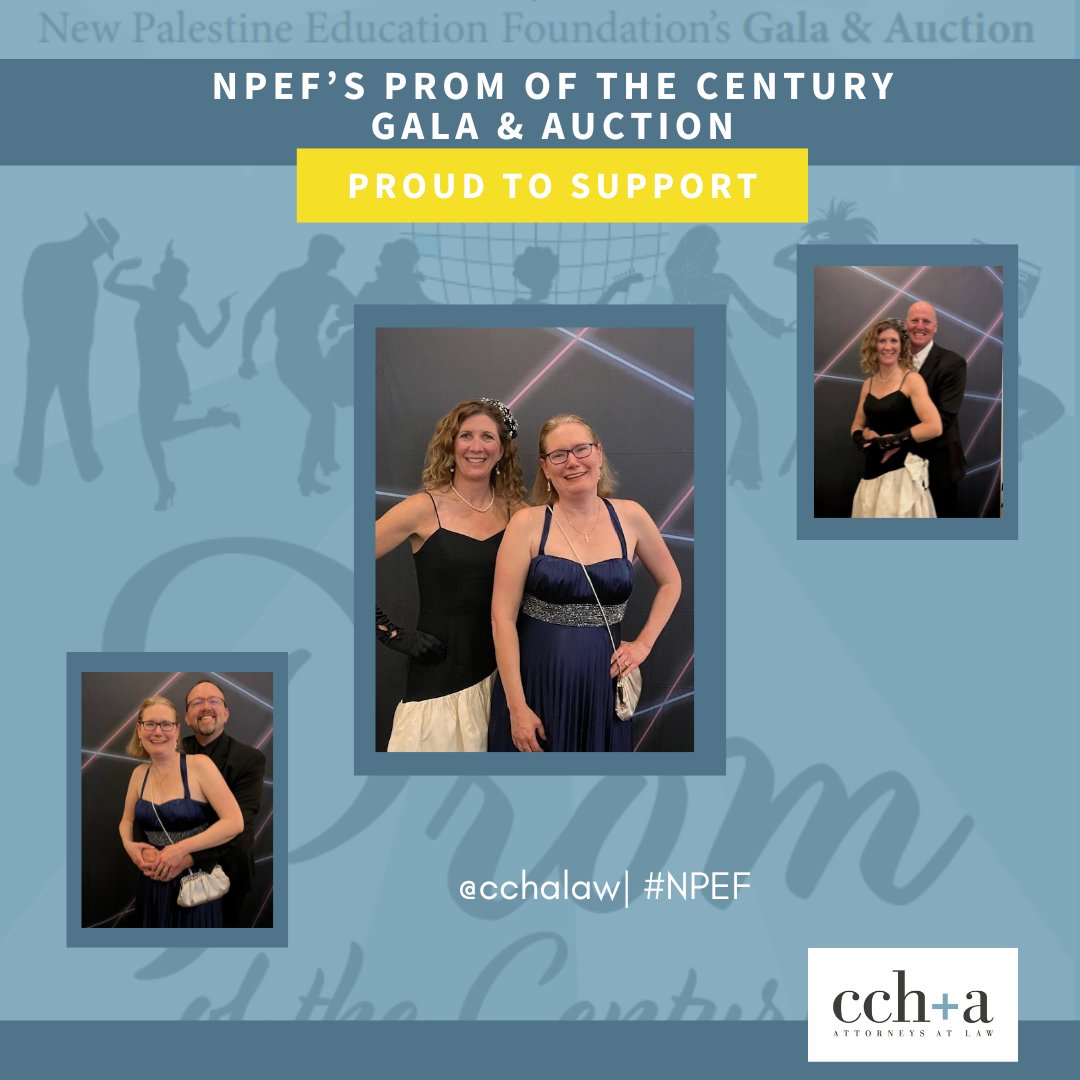 #CCHALaw attorneys Amy Matthews and Libby Roberts were thrilled to be part of the magic at @NewPalED Prom of the Century Gala this past weekend. 💃 As a proud sponsor, CCHA was honored to support NPEF's initiatives for educational excellence. 🌟 #NPEF #sponsor