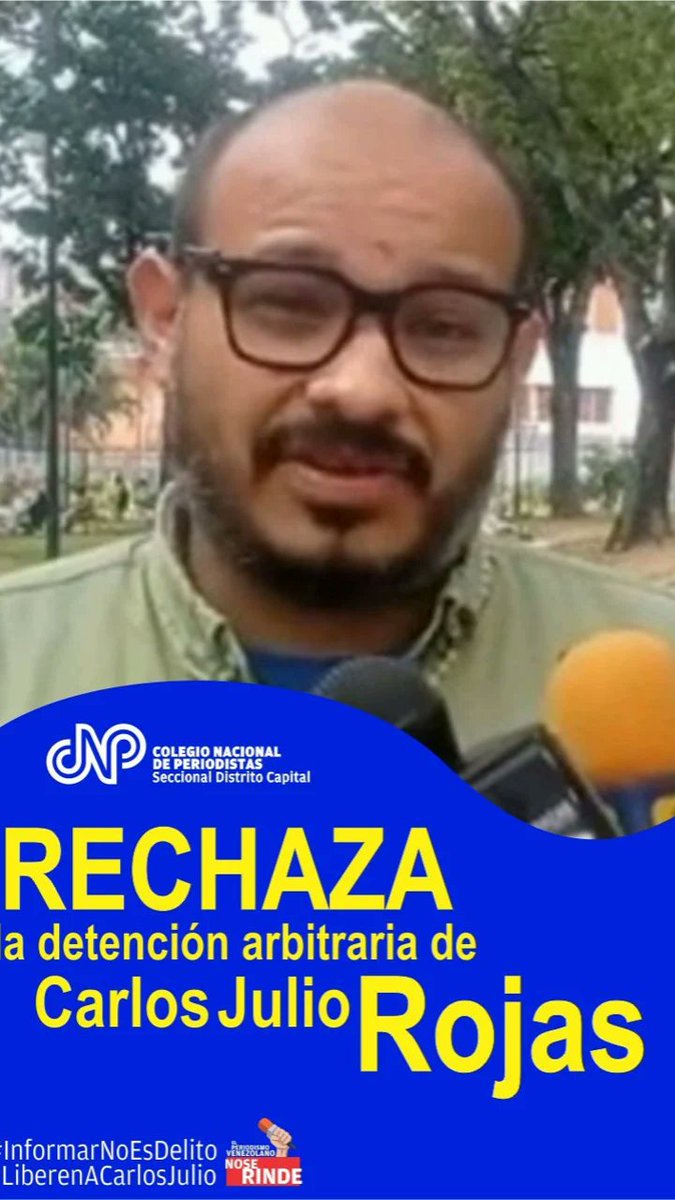 #22Abr A la fecha hay 2 periodistas presos en #Venezuela . Fiscal @KarimKhanQC , estos profesionales son sometidos a una detención arbitraria e injusta. No son delicuentes ni terroristas #SonPeriodistas #LiberenACarlosJulioRojas #LiberenARamonCenteno