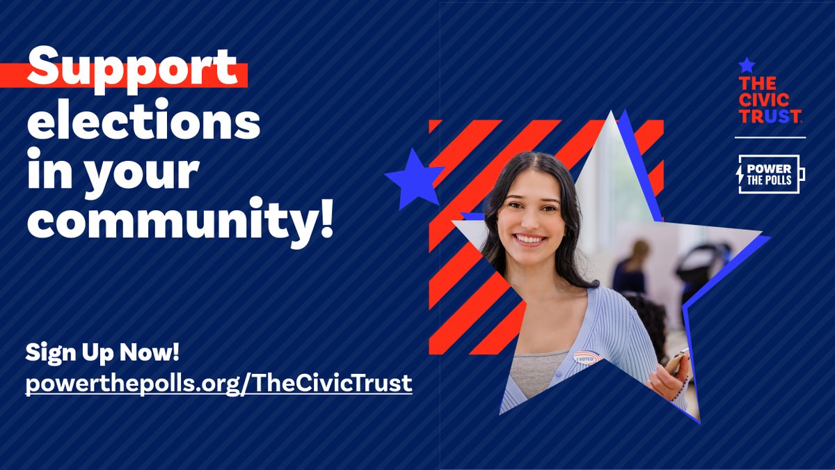 Did you know April is #NationalVolunteerMonth? Join us and @PowerThePolls to make a difference in your community by volunteering as an election poll worker. Simply visit powerthepolls.org/TheCivicTrust, enter your zip code, and apply now! 🇺🇸