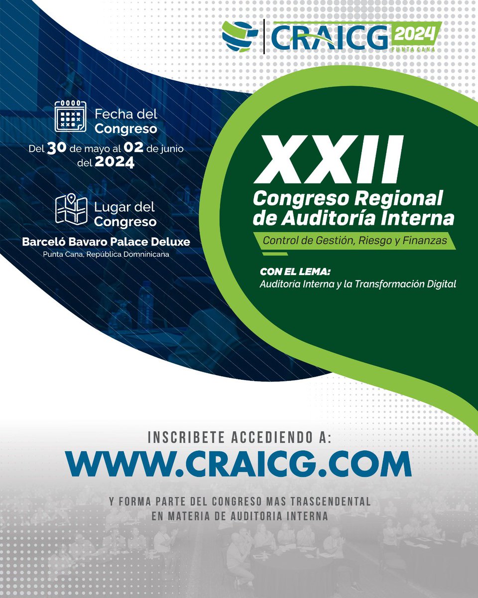 IAIRD01's tweet photo. No pierdas la oportunidad de asistir al evento de mayor relevancia en materia de Auditoría, Control, Gobierno Corporativo y Gestión de Riesgos. Para inscribirte solo debes acceder a https://t.co/5uas8n6Xy9 inscribirte y aprende de mas de 15 conferencistas aptamente capacitados. https://t.co/p8H9FjXA5s