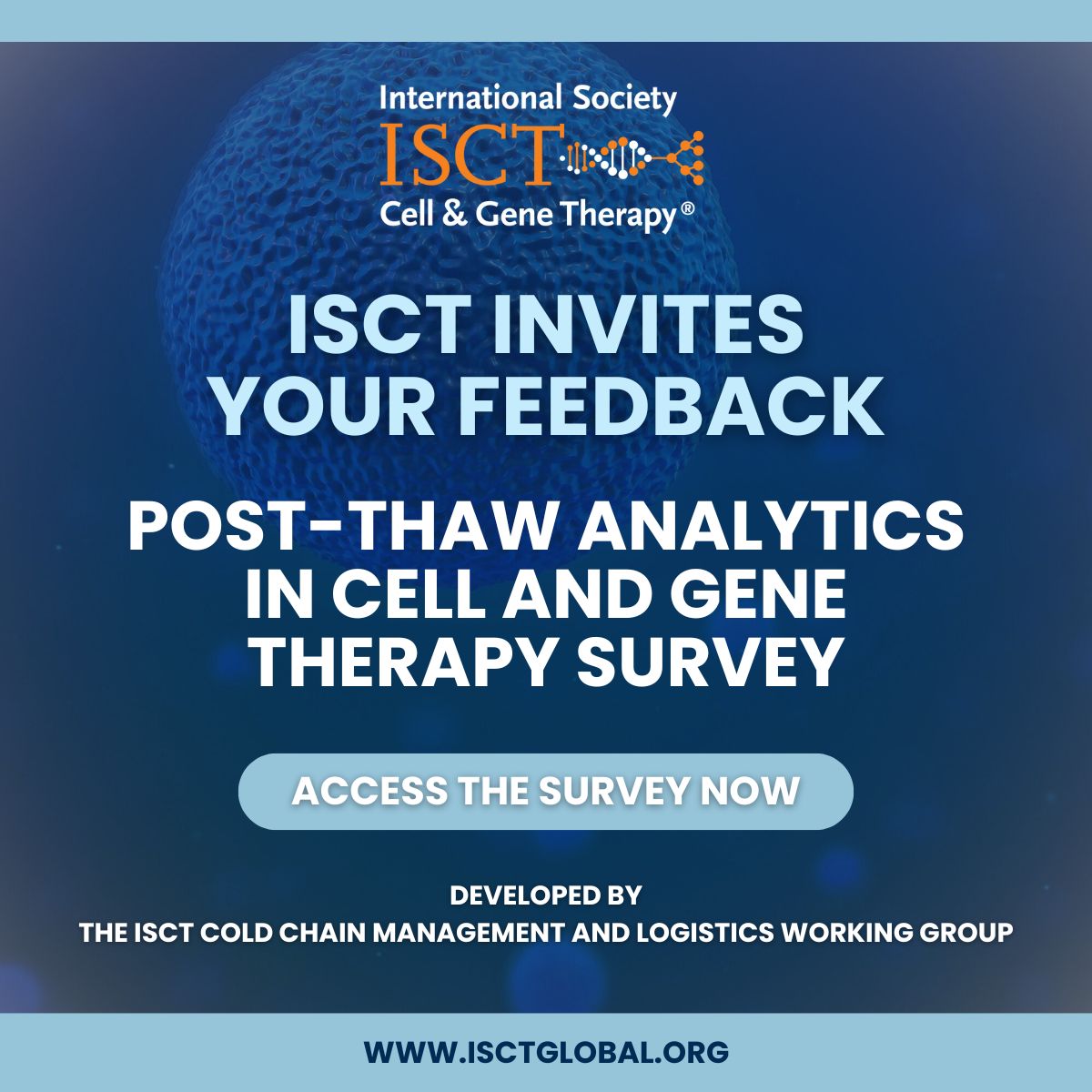 Do you work with analytics for cryopreserved cellular products? Spend 5 minutes of your break and help the CGT community! Participate in a brief survey on #PostThawAnalytics to advance best practices and develop educational content. Access the survey: buff.ly/4datXY8
