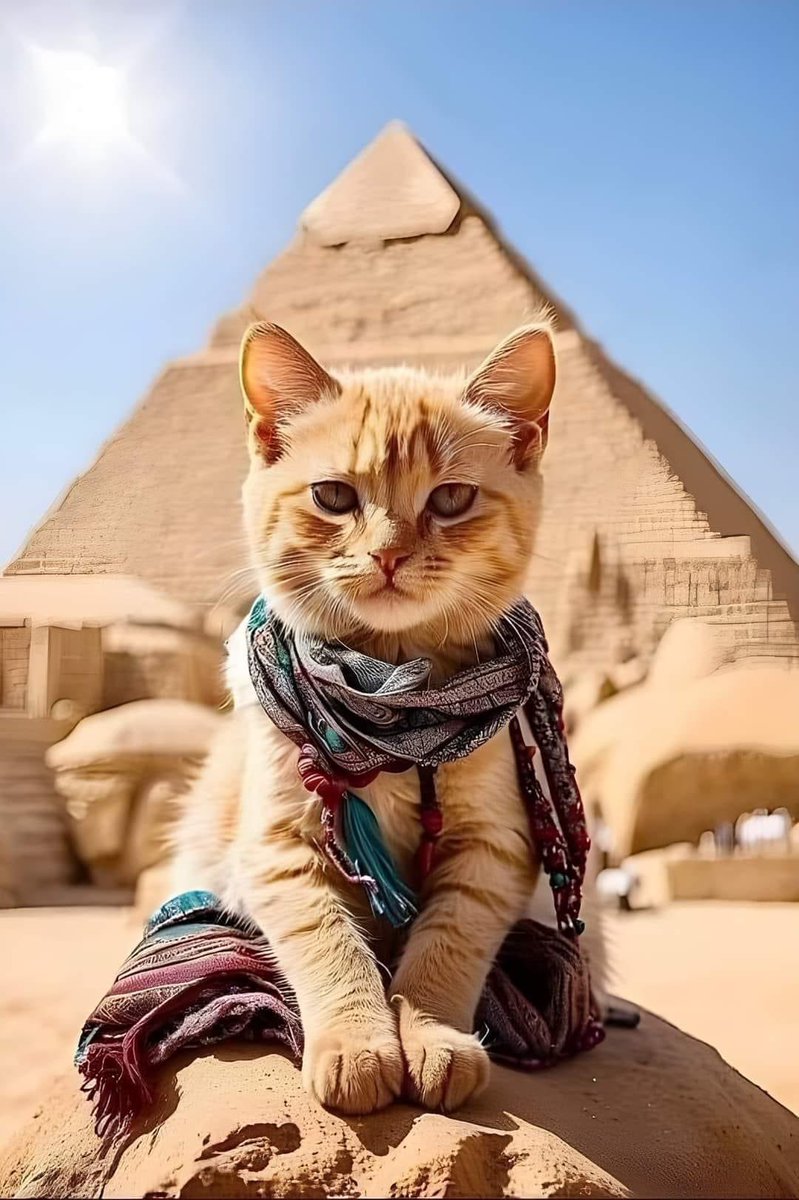 Just a cool kitty in front of a pyramid 😺