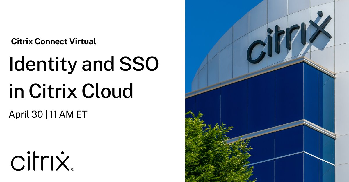 The first Citrix Connect virtual event is coming up on April 30! The team will be discussing ways to optimize the end-user experience with Citrix Cloud by enabling seamless SSO when accessing any virtual, SaaS, or internal web app. Register here: spr.ly/6015wAmYB