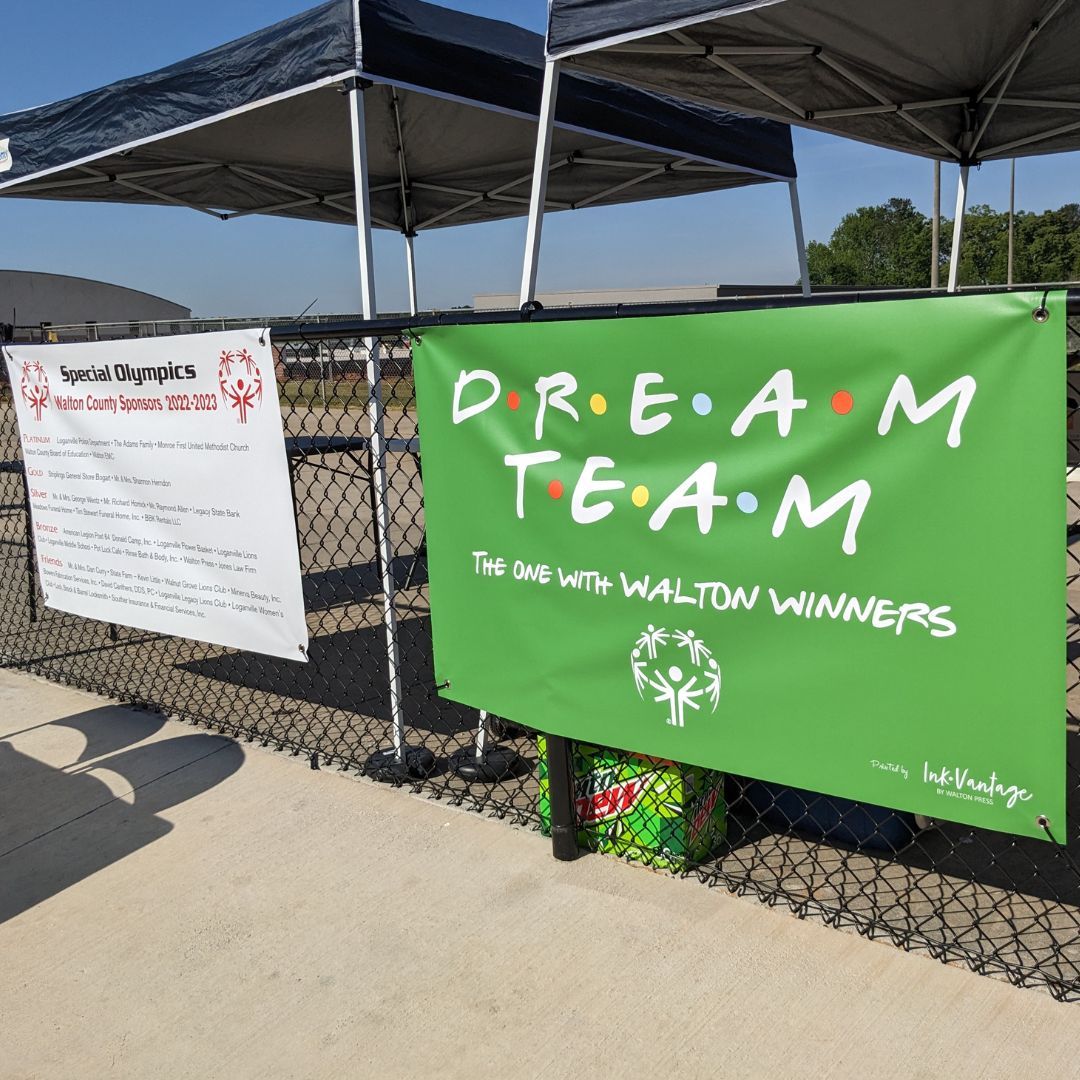Check out our team from this past awesome weekend at the Monroe Special Olympics!😍  We loved creating the outside banners for this incredible event.