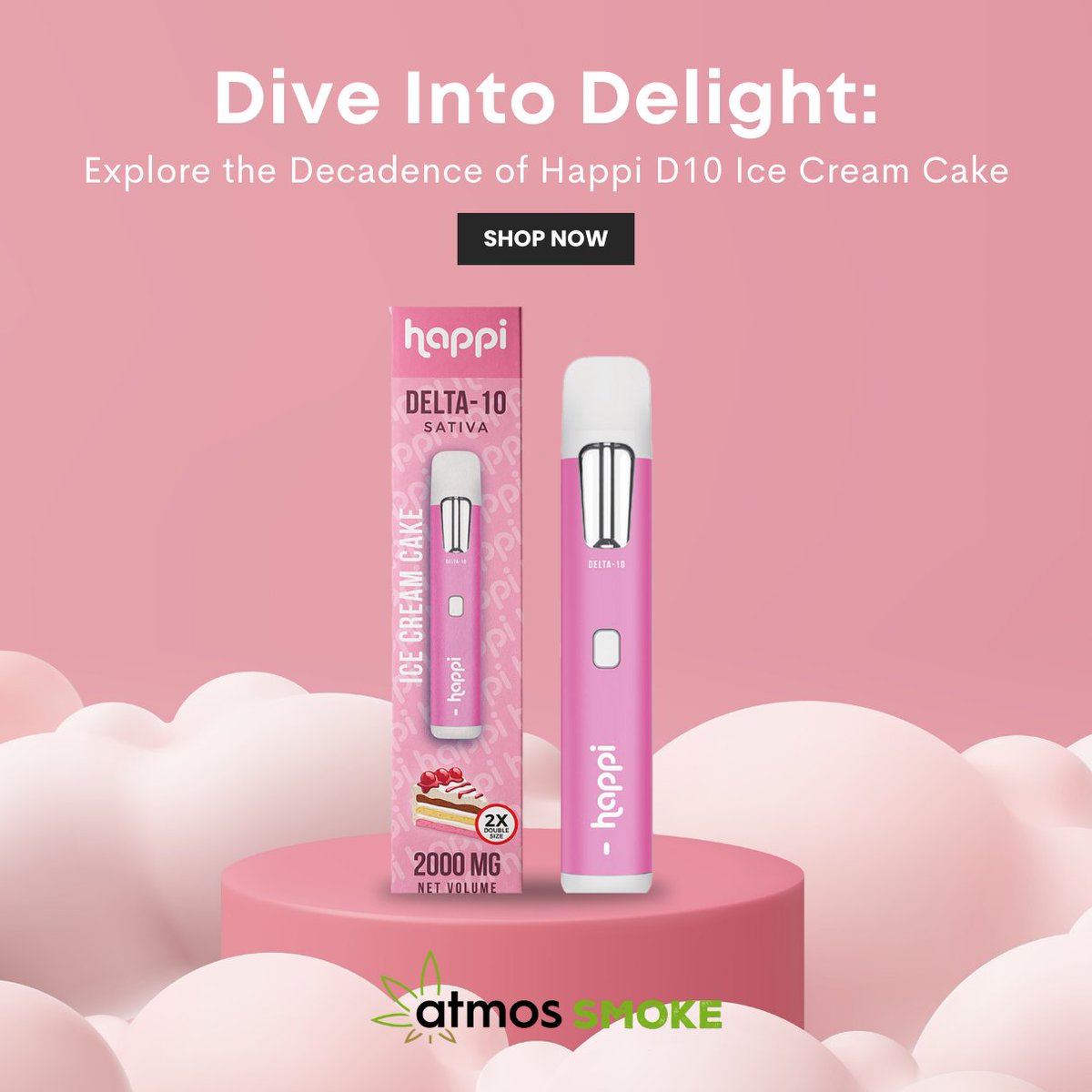 Craving a sweet escape? Dive into bliss with our Happi D10 Ice Cream Cake! 🍰🍦 Indulge in the creamy goodness of this delectable flavor, infused with premium Delta-10 THC. Don't miss out on this delightful treat!

#HappiD10 #IceCreamCake #Delta10 #AtmosSmoke #CBD