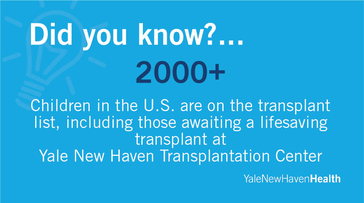 In the United States more than 2,000 children (age 17 and under) are on the transplant waitlist, including those awaiting a lifesaving transplant at Yale New Haven Transplantation Center: ynhh.org/services/trans….
#ShareLifeGiveLife