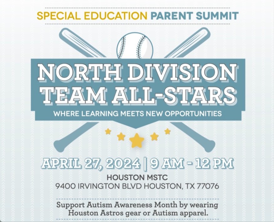 .@HISDNorthDiv's Special Education Parent Summit is quickly approaching! Join us this Sat., April 27 to connect with families & special education staff, as well as explore community resources through our various vendors. See you there! Pre-register: bit.ly/4d0tiIt