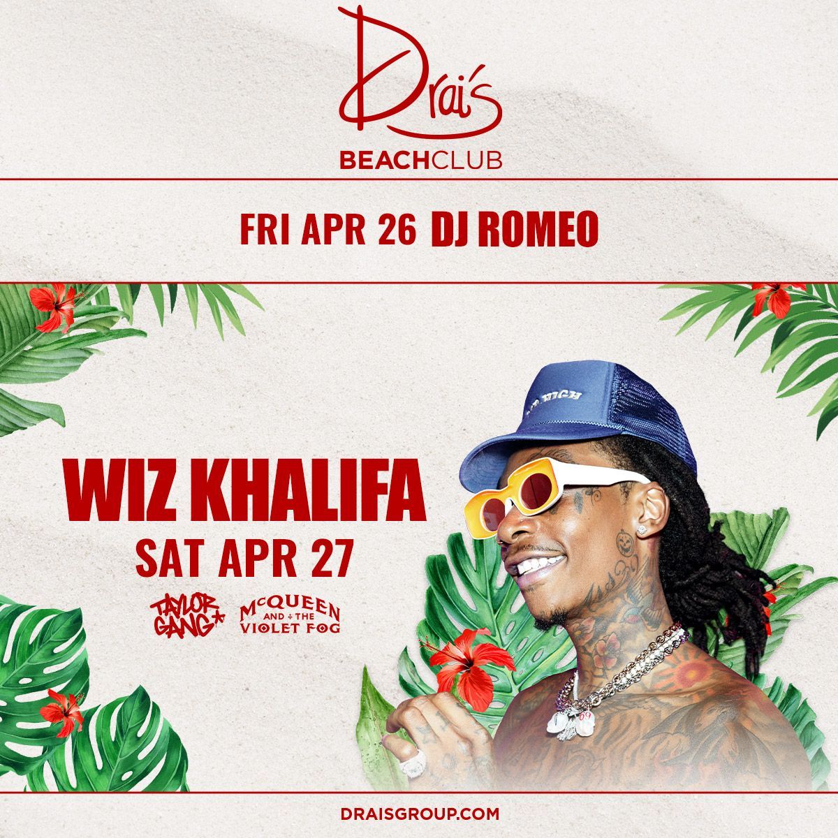 Let's get LIT this weekend 😎 🔥 Fri - Sounds by DJ Romeo Sat - @WizKhalifa Tickets available now: buff.ly/3vK5PdV #OnlyatDrais