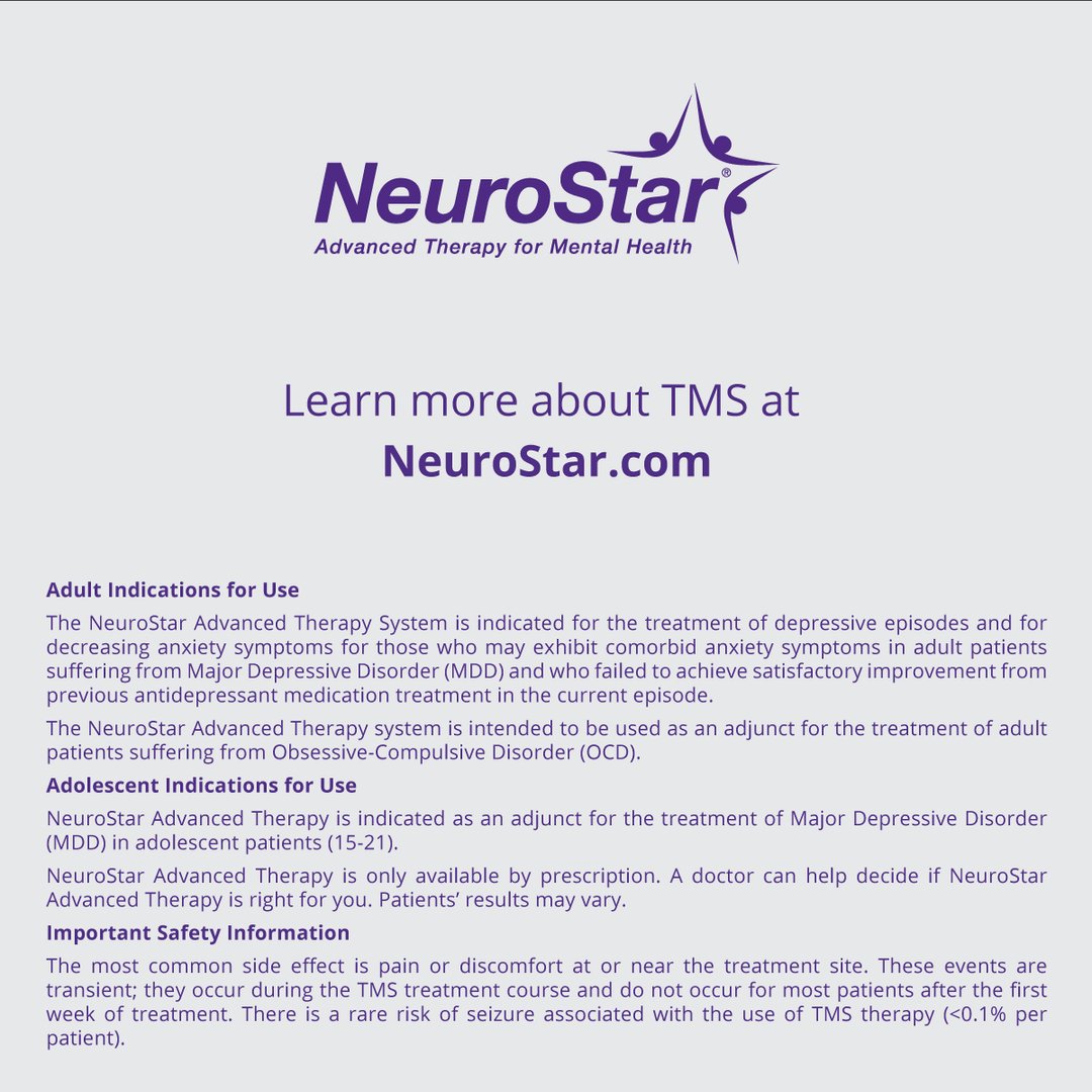 TMSTherapy's tweet photo. Have you been successfully treated with NeuroStar TMS? We want to hear more! 💫

If you are 15 and older, and have been treated with NeuroStar TMS, share your story with us: https://t.co/8VnRUU5rPv 

#NeuroStar #OurNeuroStars #BeANeuroStar #mentalhealthjourney https://t.co/tKQJ65cMOe