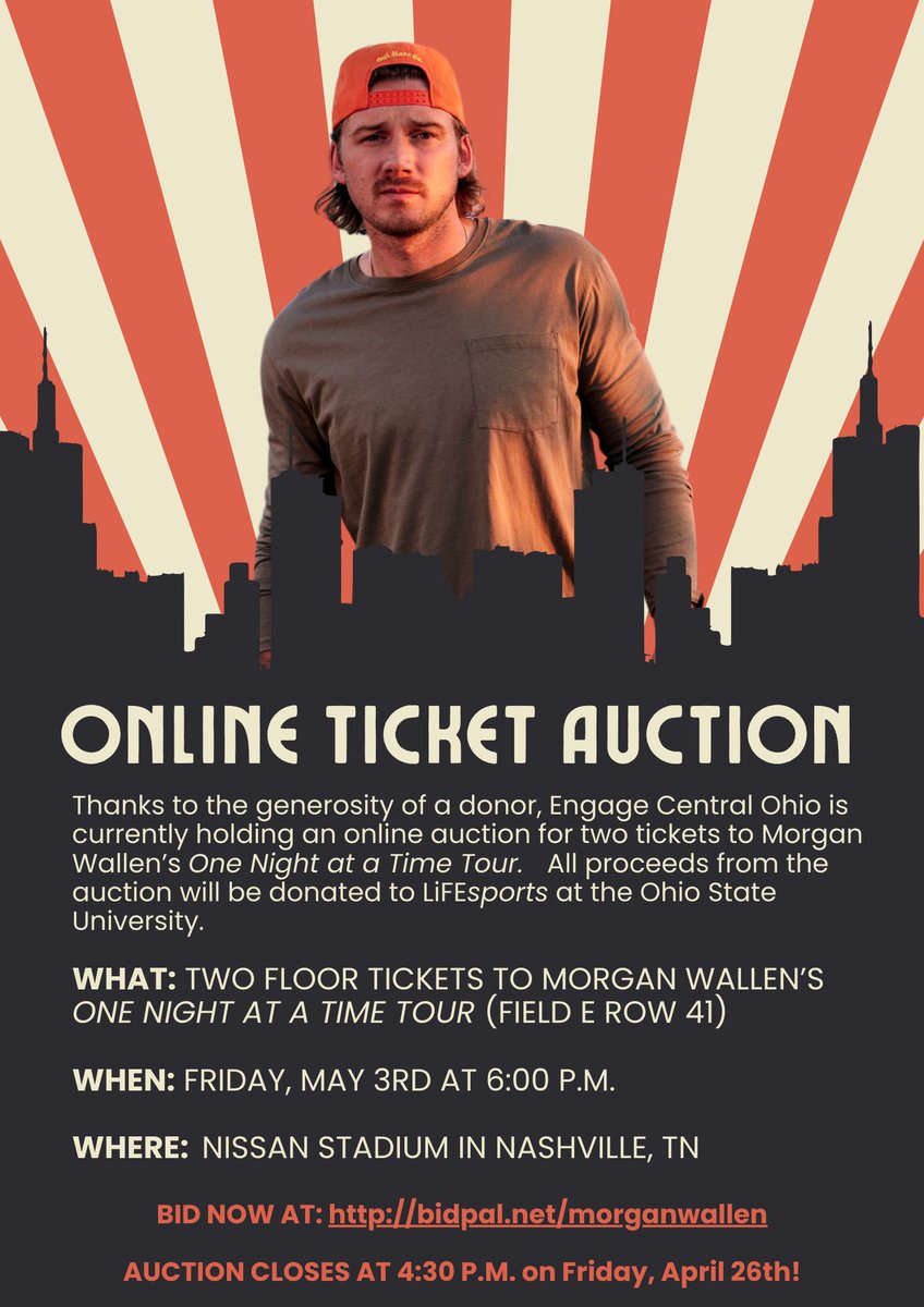 Want to see Morgan Wallen live in Nashville and support LiFEsports? A generous donor is selling her concert tickets with all proceeds benefitting LiFEsports. Bidding starts now and ends on Friday, April 26th at 4:30 PM! Bid now at: one.bidpal.net/morganwallen