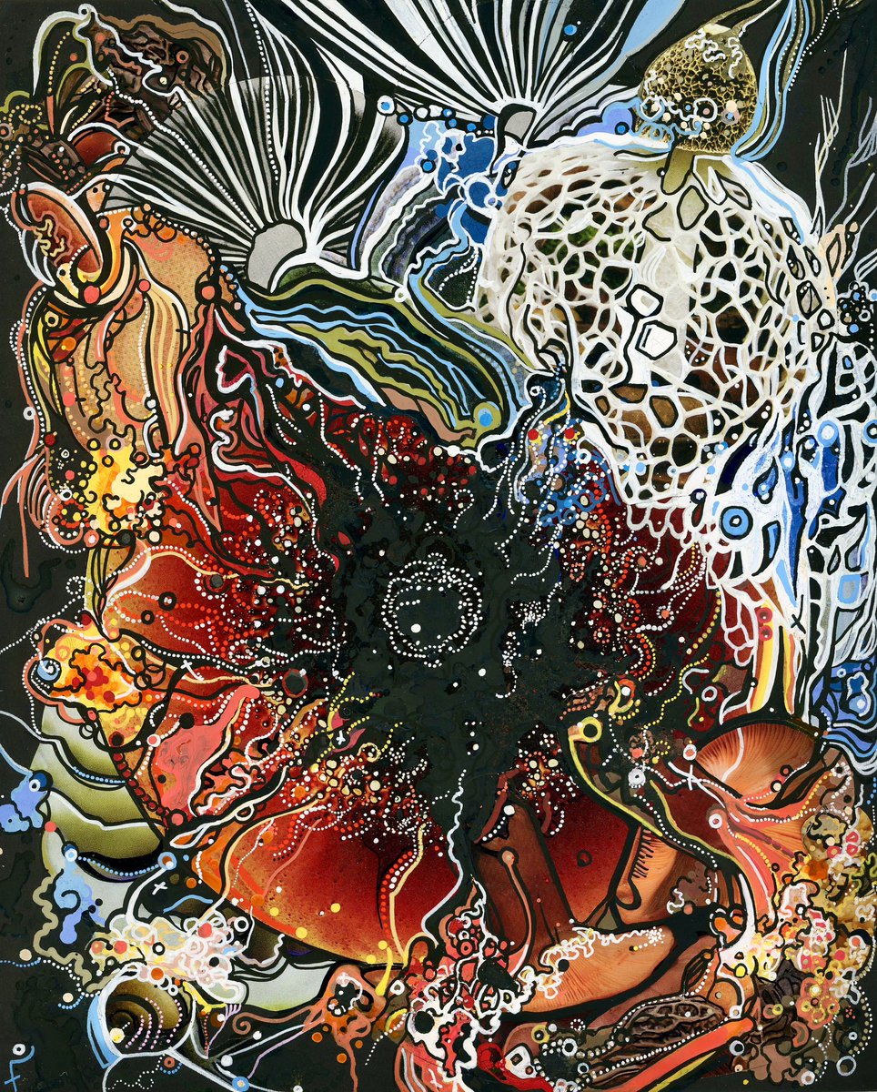 Make art, not war. Mycota Eye, 8 x 10” collage & paint pen Prints: abbymartin.org/collections/al…