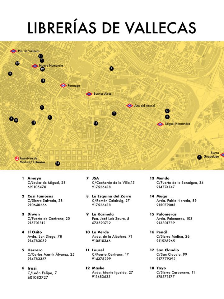 Vecinas, mañana es el día del libro y hemos hecho este mapa con todas las librerías del barrio para que nadie se quede sin celebrarlo!