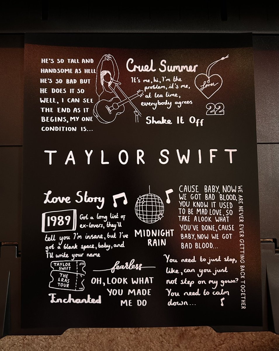 kindnessprintco's tweet photo. This one’s for all you Swifties out there! ✨

Taylor Swift Print 🪩❤️‍🔥

@taylorswift13 💥

Available in our usual black and white print as well as a coloured print! 🎀 

Now live on my Etsy, click the link in my bio to shop! 🛍️ https://t.co/nxT7zWhk65