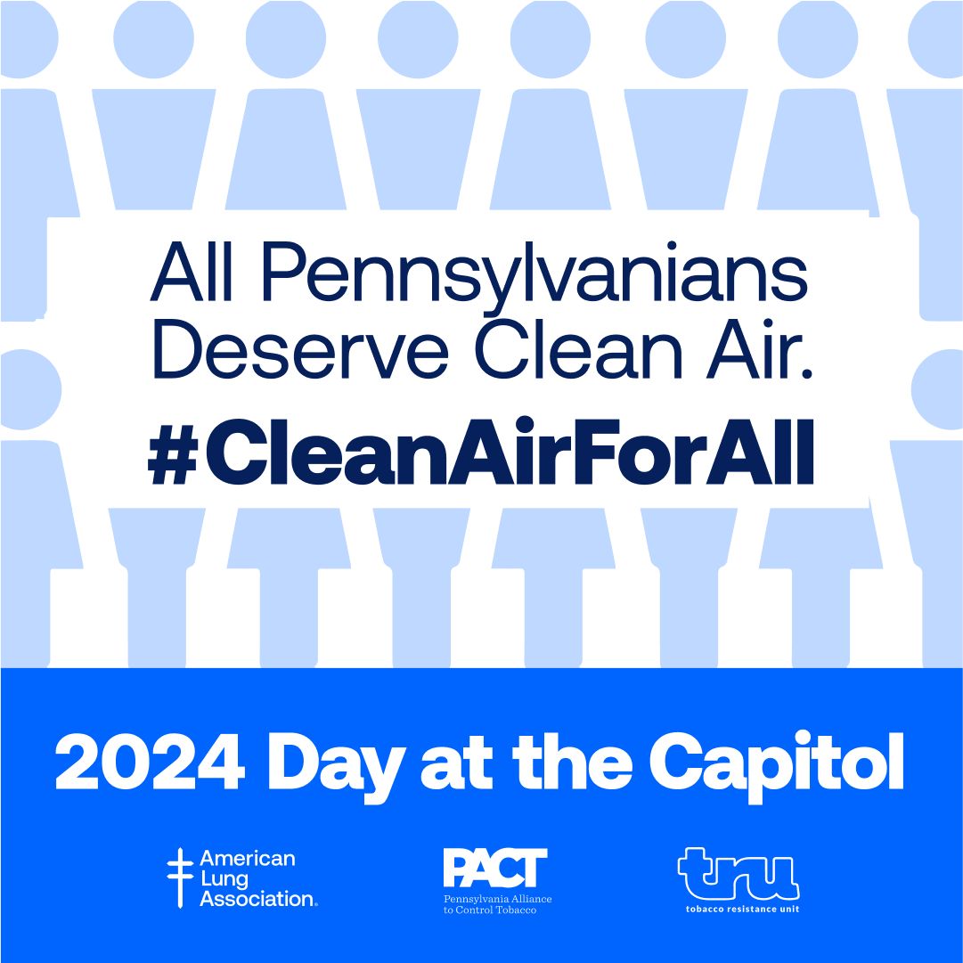 ALAPACT's tweet image. Over 1,300 venues—such as bars, casinos and private clubs—across PA expose their workers to secondhand smoke due to loopholes in the Clean Indoor Air Act. Help ensure the protection of ALL workers: pactonline.org #DATC2024 #CleanAirForALL
