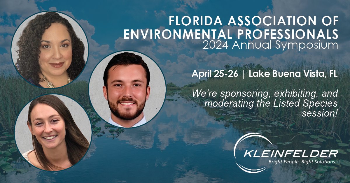 KleinfelderHQ's tweet photo. We're sponsoring, exhibiting &amp; moderating at the #Florida Association of Environmental Professionals (#FAEP) #Conference!
 
Thursday Alexis Seecharan will moderate a #ListedSpecies session with speakers from @MyFDOT @MyFWC &amp; @WildlandsI: https://t.co/gCtJi6yumm

#WeAreKleinfelder https://t.co/zSyKJEJEUC
