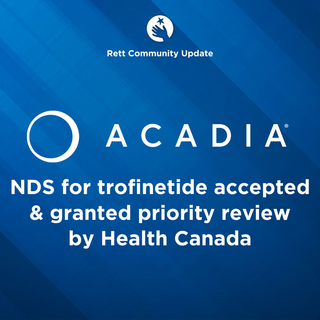 Today, @AcadiaPharma announced that their New Drug Submission (NDS) for trofinetide has been accepted and granted priority review by Health Canada for the treatment of Rett syndrome. Read the full press release here: ir.acadia.com/news-releases/…
