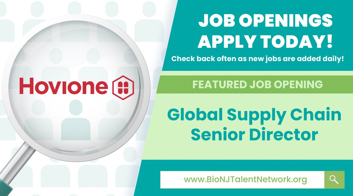 JOB ALERT: Hovione is #hiring a Global Supply Chain Senior Director! Visit #BioNJ’s Career Portal and #apply today! Check back often as new jobs are posted daily. #NJJobs #career #resume #lifesciencejobs #jobalert #njjobs ow.ly/oJX250RlnNI