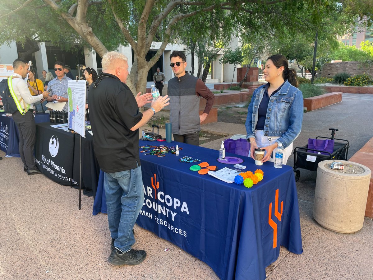 Last week, employees from Maricopa County, @CityofPhoenix, @ValleyMetro, and more joined together to #BikeToWork! Bike to Work Day encourages using alternative modes of transportation to improve air quality, reduce traffic, and improve overall well-being. #EarthDay