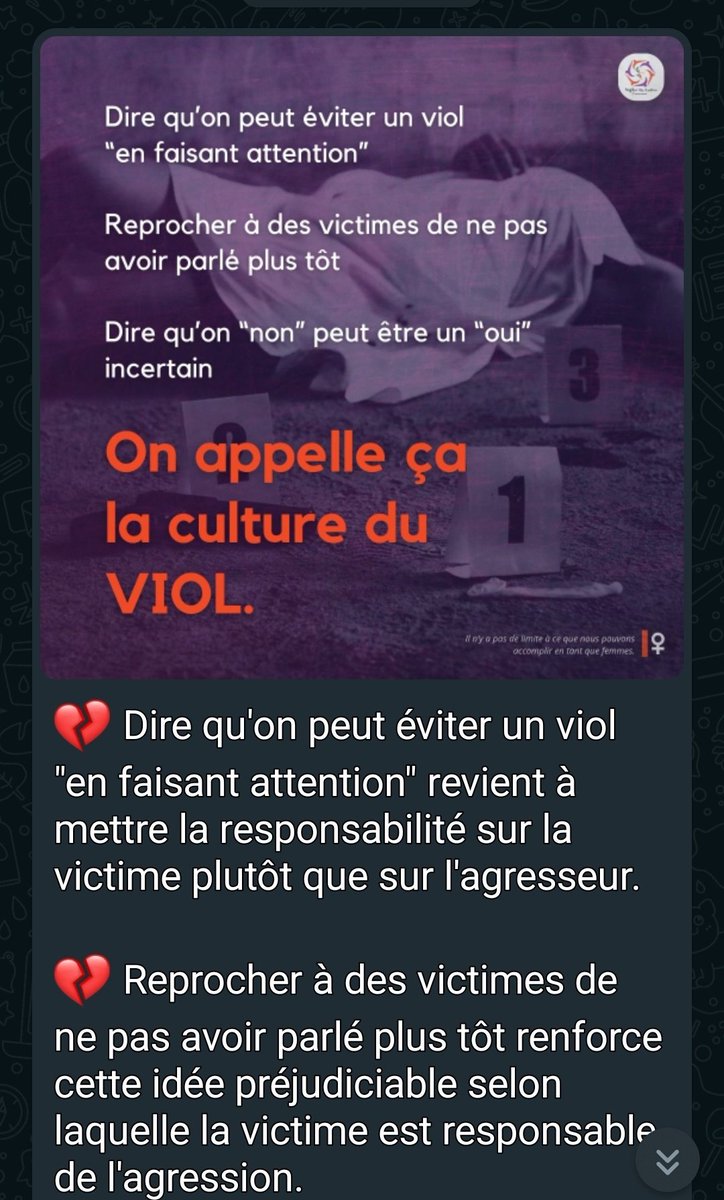 NwoesR's tweet photo. #Cultureduviol
#Justifier le viol par le comportement de la fille cest la culture du viol
#Trouver des excuses aux violeurs c'est la culture du viol
#Culpabiliser la victime c'est la culture du viol
#Banaliser l agression c'est la culture du viol
#NONcestNON
#stopVFF https://t.co/Y498y4UOJR