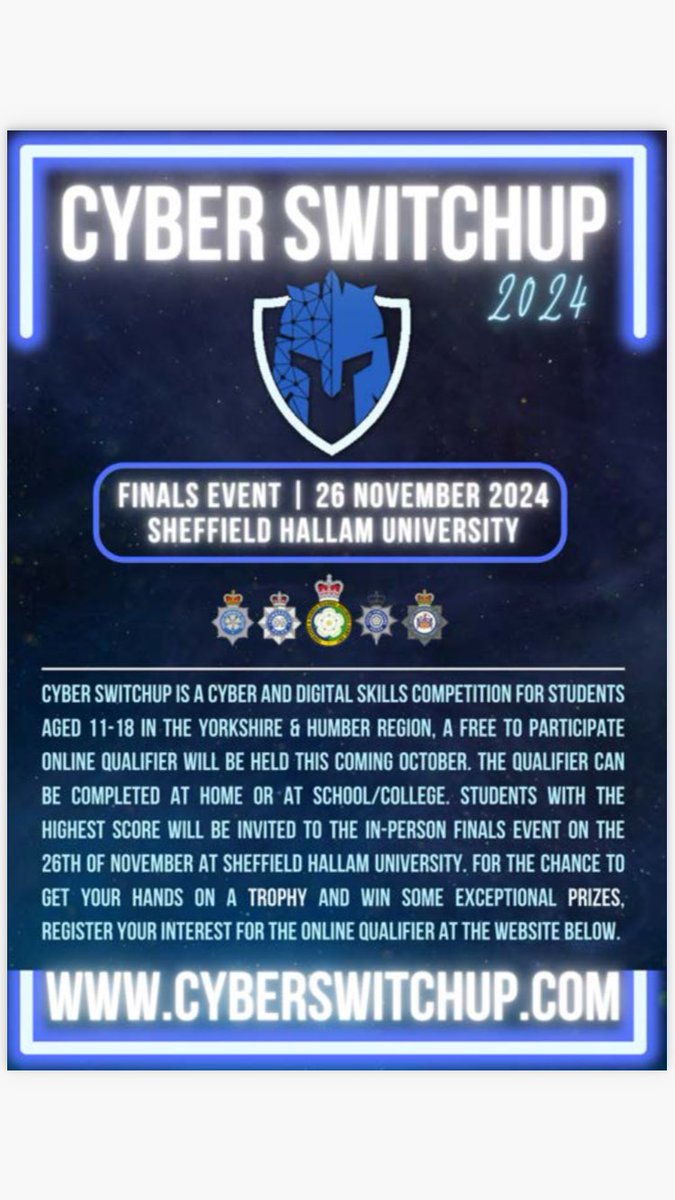 Cyber Switch Up 24 The competition is open to KS 3, 4 and 5 this year. Here is the direct link to the online qualifier. challenge.cyberswitchup.net/login/index.php