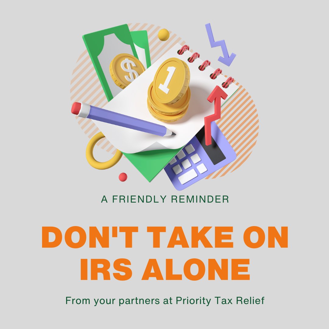 Tax troubles stressing you out? Don't face the IRS alone! 🚫 Let our experienced team at Priority Tax Relief handle the heavy lifting for you. 

Contact us for a FREE tax consultation!📞

#TaxHelp #PriorityTaxRelief #IRSAssistance