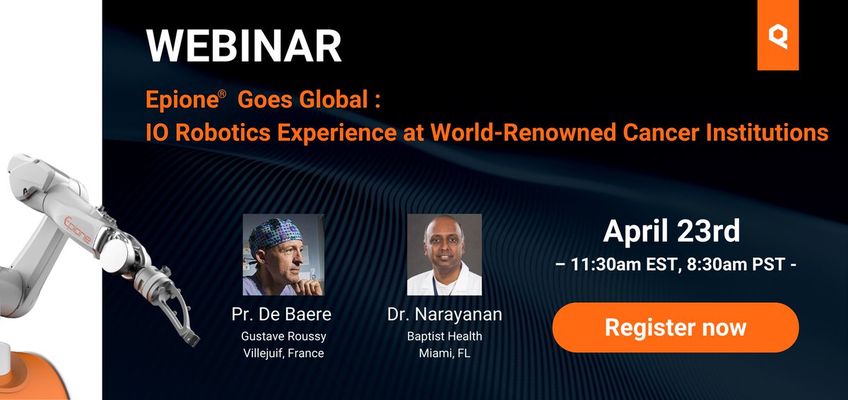 Join us TOMORROW for a webinar with international expertise on robotic-assisted #ablation in #interventionaloncology.

April 23rd, 1130 am EST/830 am PST
Register here: bit.ly/3QaKUHI

@QuantumSurgical #MedTwitter #robotics