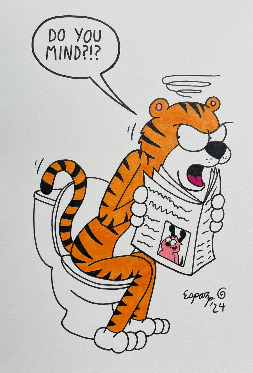 It’s @AnimalAlphabets time again! N is for #Newspaper, a struggling medium for sure but still a good source of entertainment, especially for those a bit more subconscious about pooping and tweeting, like this Tiger! Here’s a tip Ty, LOCK THE DOOR!!! #AnimalAlphabets