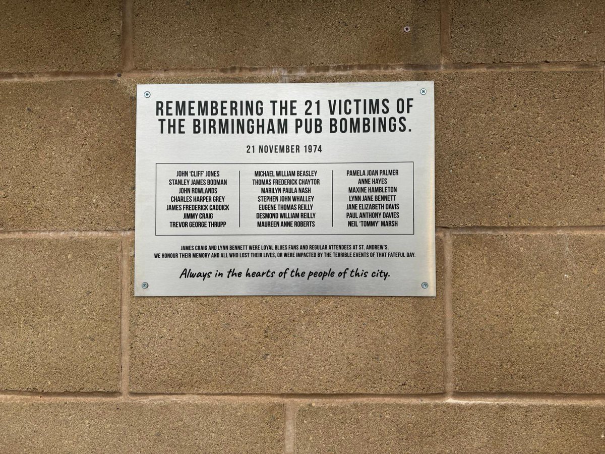 The 21 must never be forgotten, and tonight @BCFC immortalised them with a plaque at the front of St Andrews 💙 A special night remembering the victims with their families, but the fight for a public inquiry carries on. The families - and this city - deserve closure.