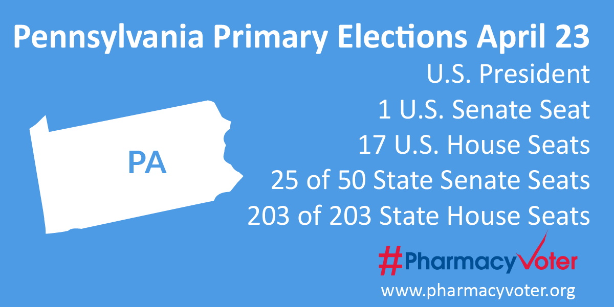 NACDS's tweet photo. Attention Pennsylvania #pharmacyvoters! TOMORROW is the Primary Election! Research candidates at https://t.co/pufrDZQWS2 and VOTE for candidates of choice. Your voice is critical! 🗳️ #RxIMPACT https://t.co/ptX36izhvd