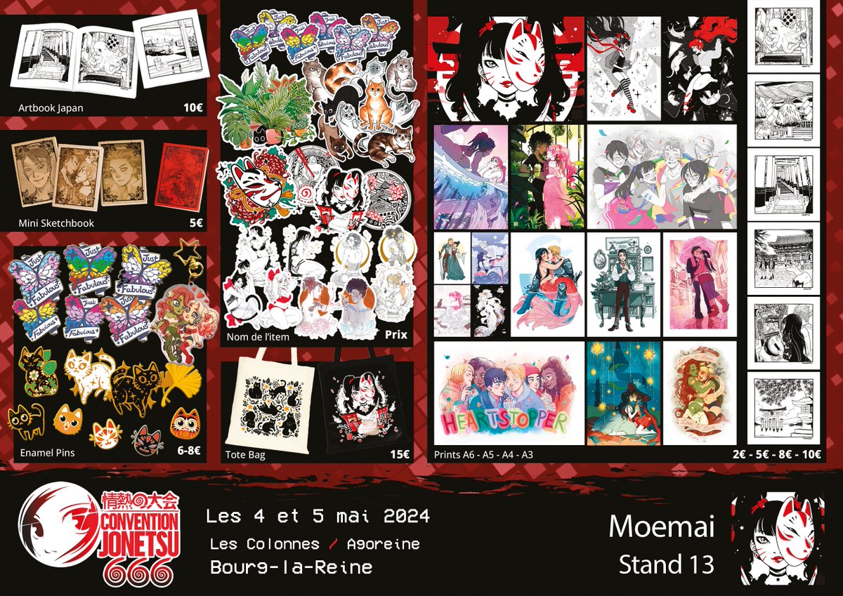 Stickers papillons de lumière, chats malicieux, prints explosant d’amour et personnages de son webtoon, @Moemai importe son univers personnel et sa passion dans ses créations aux compositions dynamiques et chaleureuses !