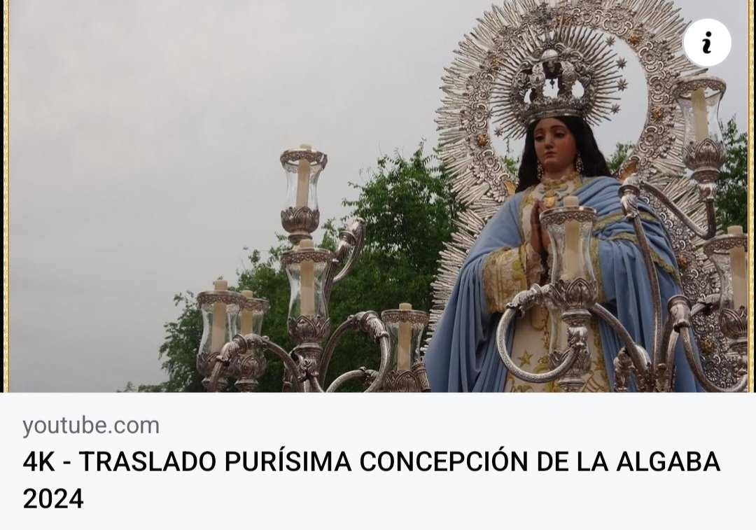 GonzaloMarfer's tweet photo. Nuevo video en nuestro canal de YouTube Esperanza y Pasión
4K - Traslado Purísima Concepción de la Algaba ( Sevilla )
https://t.co/D3wkilejUw
@cofrade_algaba @HdadPurisima
@Pasmusycos #algaba #TDS #TDSCofrade #Actualidad https://t.co/EIQPVznwdf