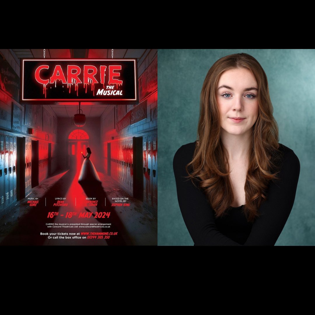 I am so excited to announce that I will be playing the role of Carrie White in Carrie: The Musical at The Hammond. I will be performing on Saturday 18th May for both the Matinee and Evening performances. Tickets are on sale NOW! 🩸 thehammond.co.uk