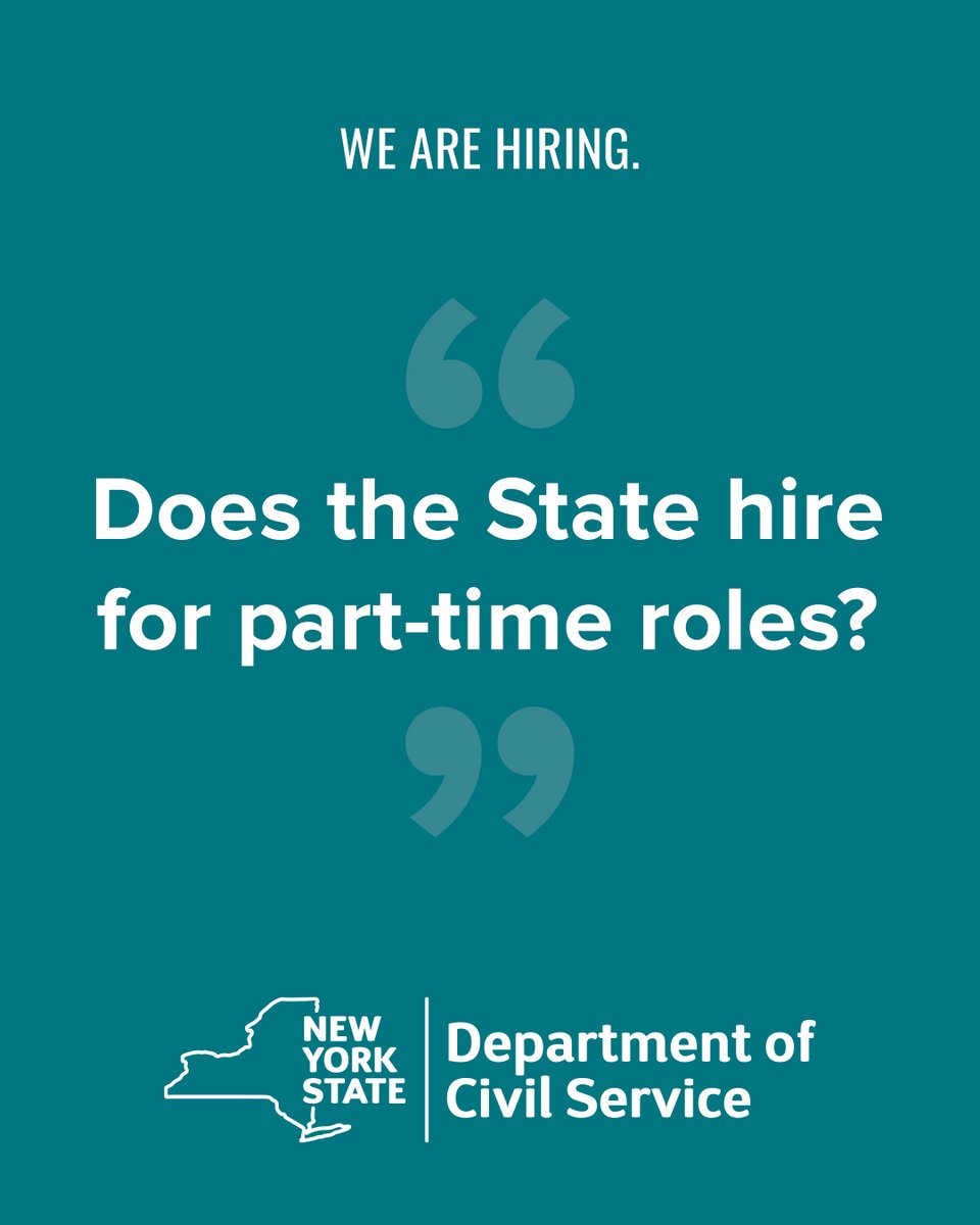 Did you know? There are many part-time jobs available as public servants to New York State. Find a role with hours that work with your schedule!

Browse part-time positions:

statejobs.ny.gov/public/vacancy…

#PartTimeJobs #NowHiring