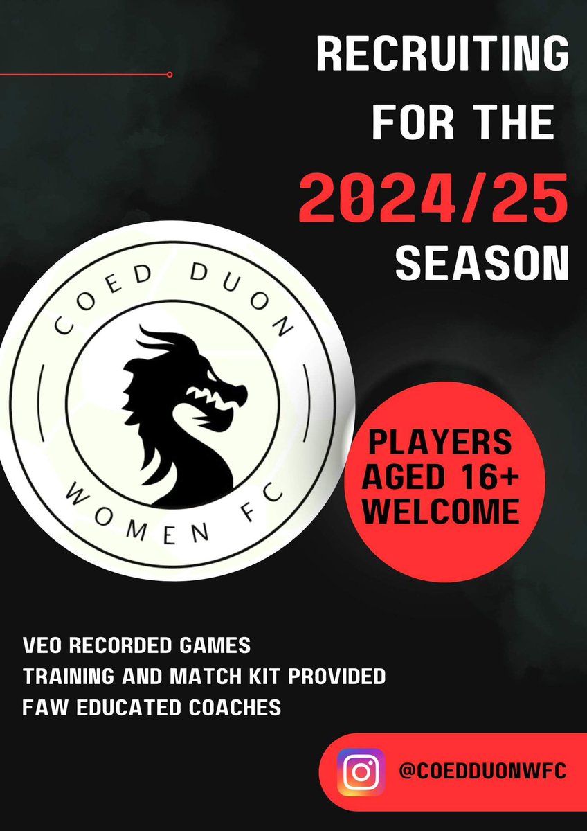 @CoedDuonWFC are recruiting for the 2024/25 season!