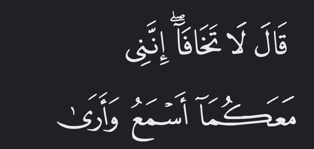 Allah reassured ˹them˺, “Have no fear! I am with you, hearing and seeing.

— Qur’aan [20:46]
