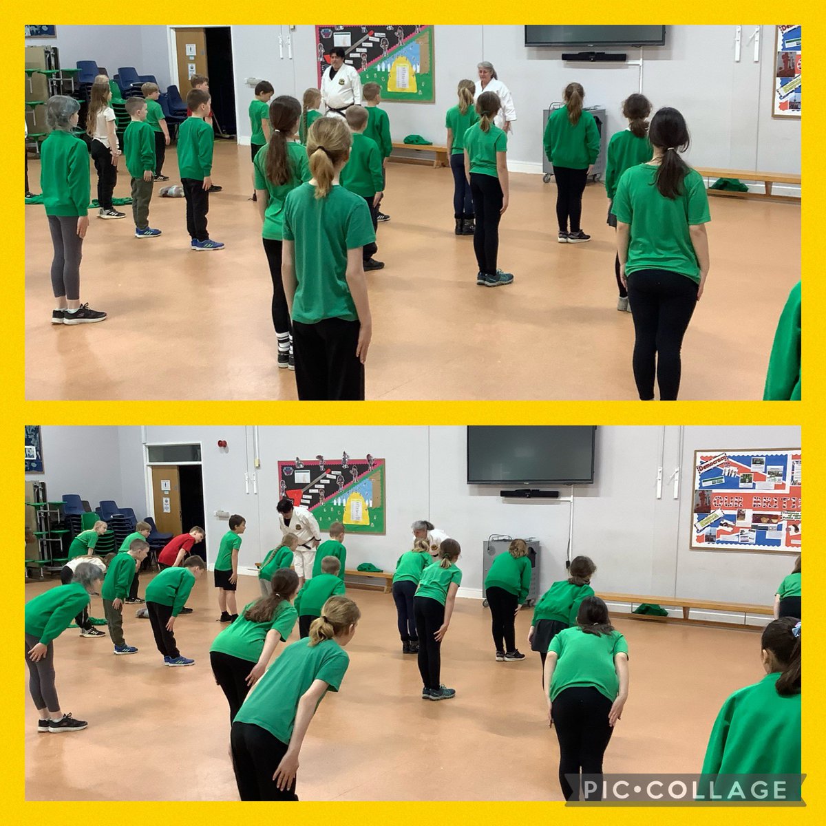 Great KS2 Karate taster day in school .  Thanks to Sensei Birch and Sensei Moses for inspiring us all #trysomethingnew #inspired #teamgreen