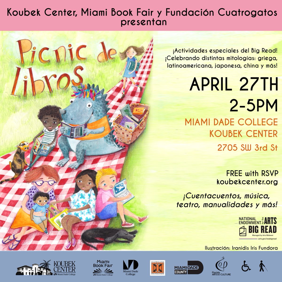 Dress up as your favorite god or monster and gather the family for a day of adventures for 'Storybook Picnic: Monsters and Mythologies!” bit.ly/3QdXki8 🗓️Saturday, April 27 ⏰ 2:00 pm ET 📍Miami Dade College’s Koubek Center 2705 SW 3rd Street, Miami, FL 33155