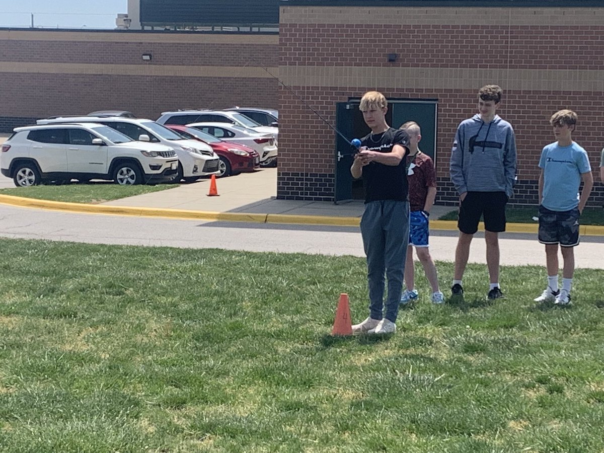 Fishy Fishy in the Brook! Students beginning their fishing unit this week in PE. Learning parts of the fishing pole, how to tie a proper fishing knot, rigging a pole and casting. Tomorrow we head to the pond. <a href="/CSTWildcatsMS/">ChisholmTrailMS</a> <a href="/OlatheMSPE/">OlatheMSPE</a>