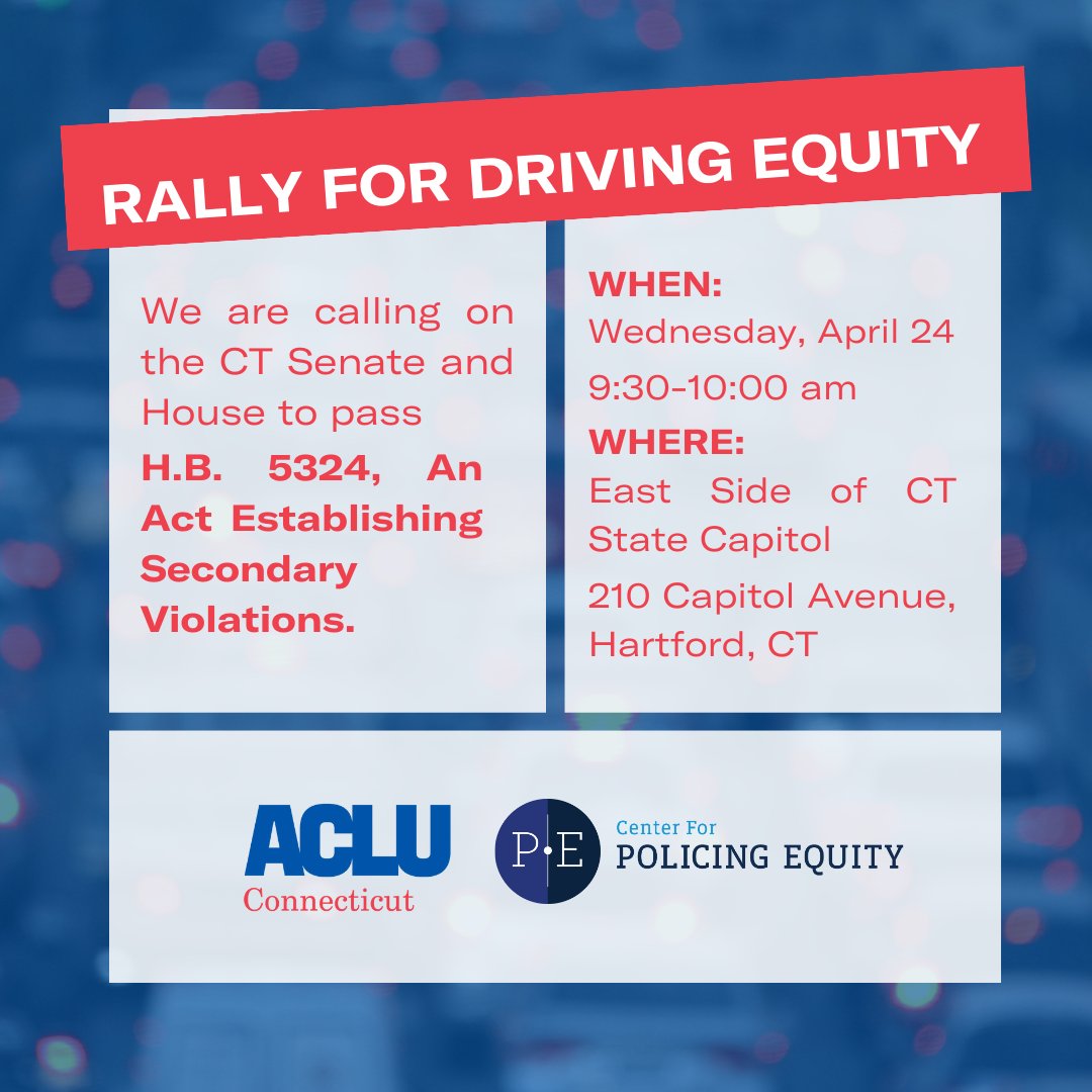 Will you be joining us on Wednesday? We’ll be with @PolicingEquity at the East Side of the Capitol rallying for HB5324, an Act Establishing Secondary Violations.