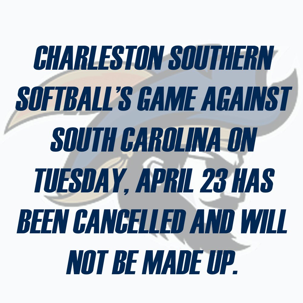 🚨𝗖𝗔𝗡𝗖𝗘𝗟𝗟𝗘𝗗🚨 Tuesday afternoon's makeup game from March 27 against South Carolina has been cancelled and will not be made up. Hope to see you at CSU Softball Field this weekend for our final home series of the season! #RaiseTheShip // #BucStrong