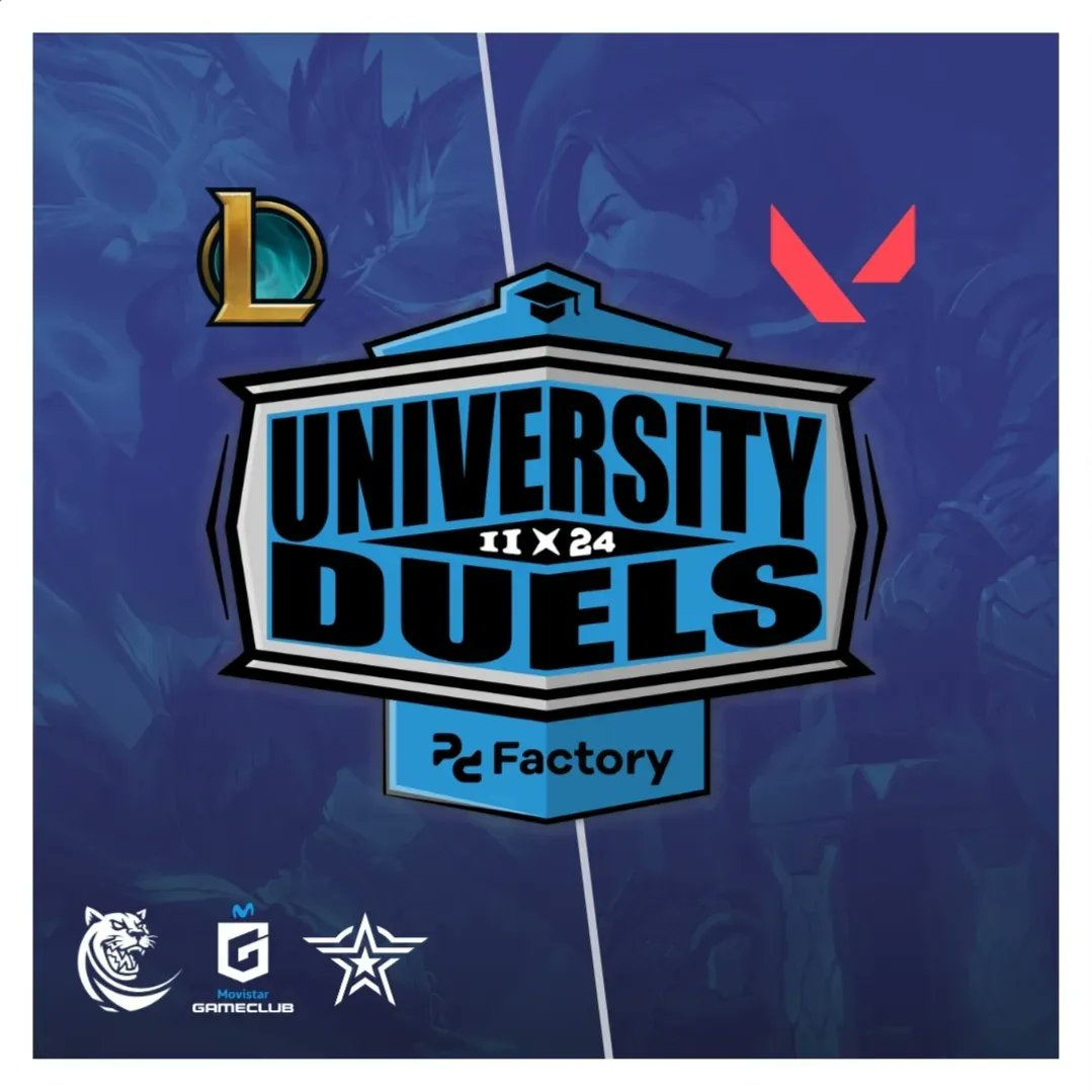puc_esports's tweet photo. Bienvenid@s a University Duels 2024 🔥

No hay primera sin segunda, por lo que nos alegra anunciar la segunda versión de University Duels, el torneo universitario organizado por @puc_esports con el auspicio de @PCFactoryCL 🎮

Tienes hasta el 8 de mayo para inscribirte! https://t.co/Mi8fttYP1z
