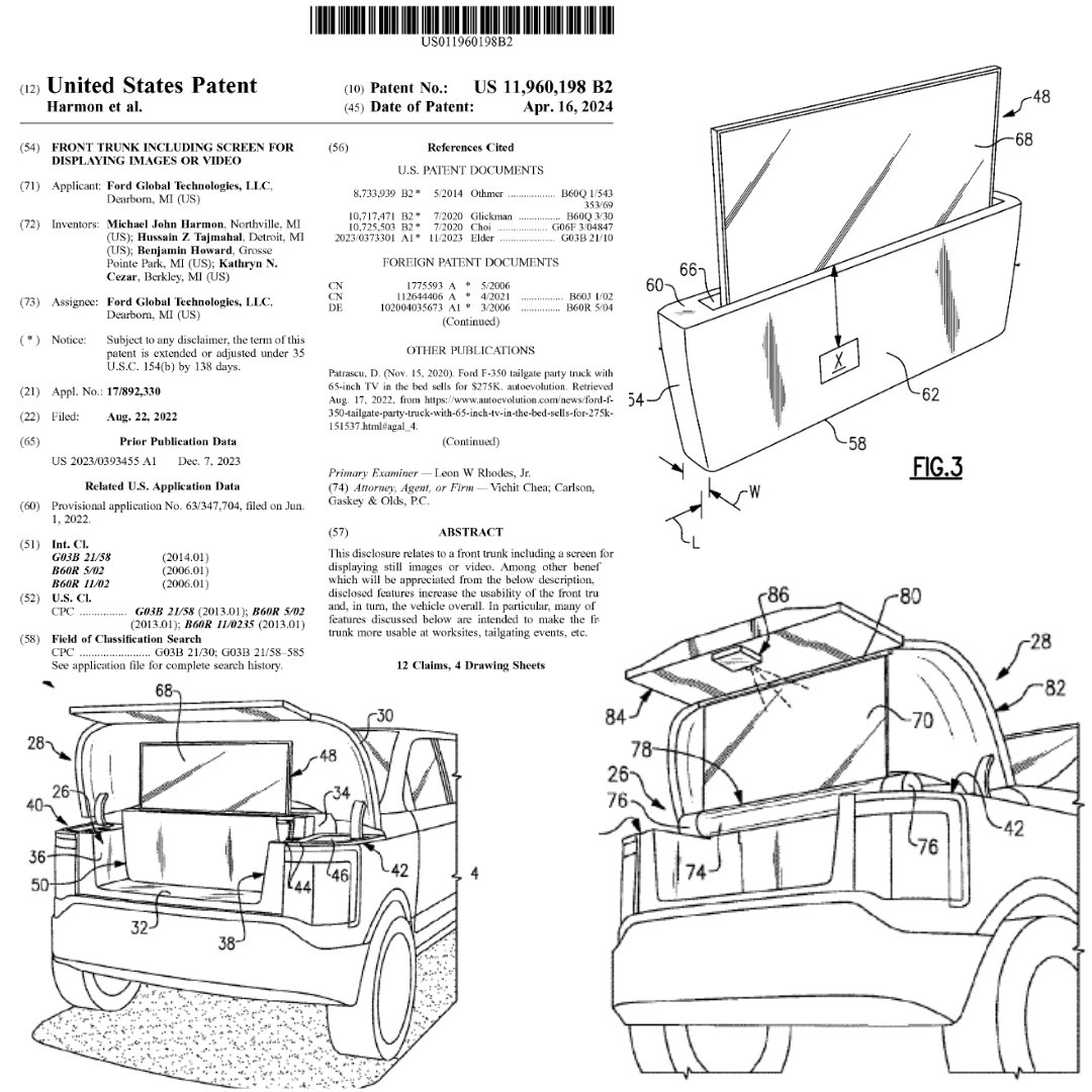 Ford's new retractable TV brings a whole new meaning to Drive-in Movie Theaters.

Ford is award a new utility patent related to its retractable screen within the tailgate for watching movies and videos and at the campsite

US Pat. 11,960,198

#movies #Ford #patent