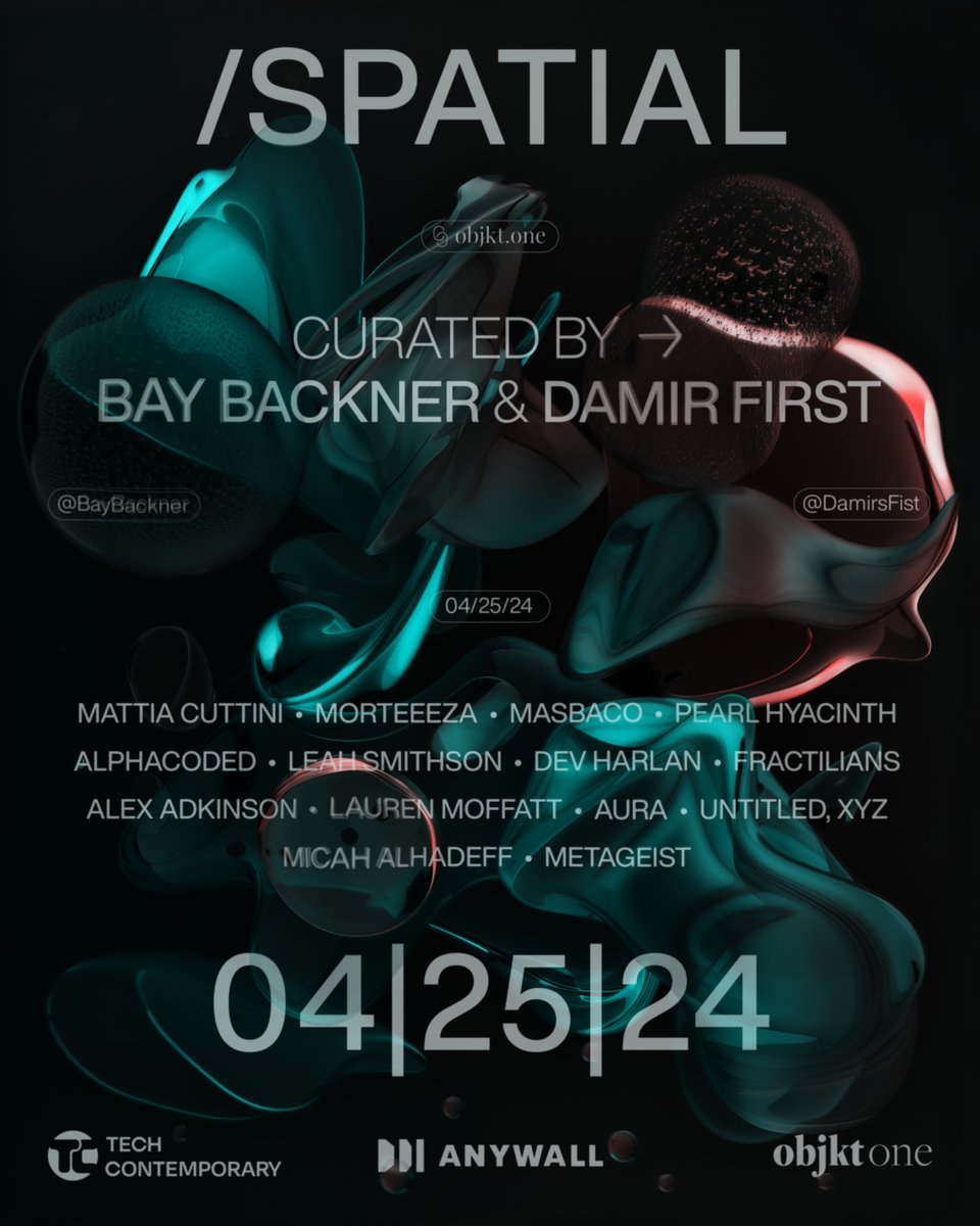 Join me tomorrow for a special live tour of the /SPATIAL exhibition across two <a href="/decentraland/">Decentraland</a> worlds. 

We'll stream across Decentraland twitter, Youtube and LinkedIn from 12pm PT / 7pm UTC

Delighted to be joined by artists <a href="/leahsmithsonart/">Leah Smithson Art</a> <a href="/isvirtual_aura/">Aura</a> , curators