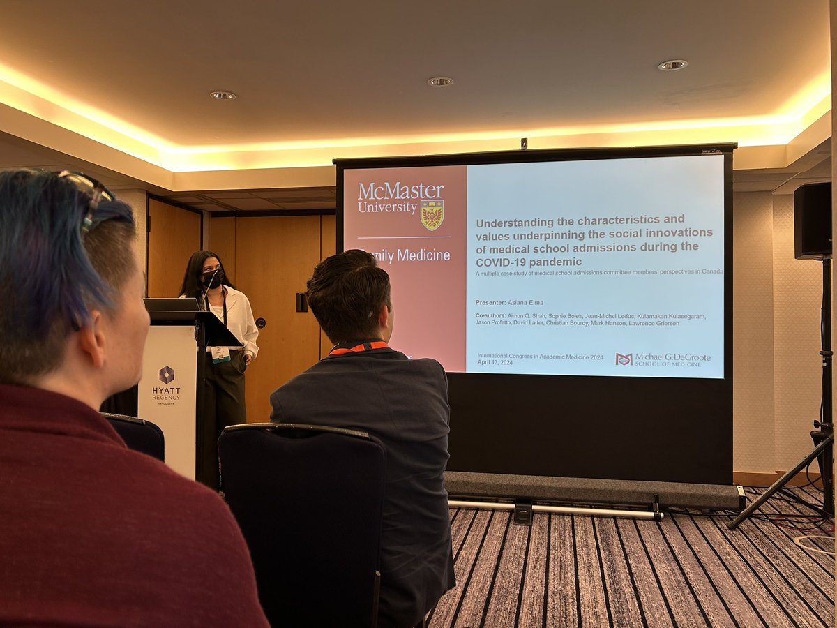 Congratulations to Asiana Elma (<a href="/asianaelma/">Asiana</a>) for her amazing presentation on the “characteristics and values underpinning the social innovations of medical school admissions during the COVID-19 pandemic” at #ICAM <a href="/McMasterFamMed/">McMaster Family Med</a>