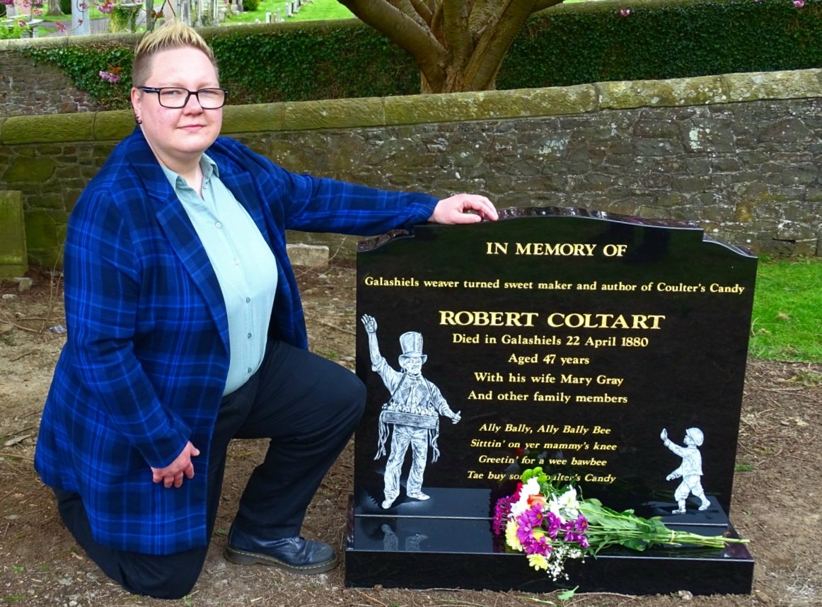 Today marks the 144th anniversary of Robert Coltart’s death and I’m pleased to announce that a headstone is at last in place to mark his grave at Eastlands Cemetery, Galashiels.
Thanks to all who contributed to the Crowdfunder.
The stone includes a verse of Ally Bally Bee.