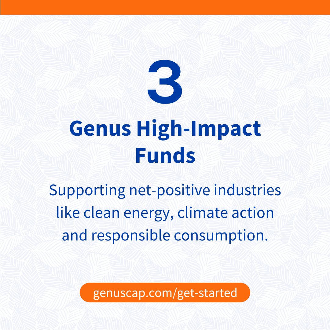 A few ways to invest in a greener future with Genus. 👀 Our offerings step up in sustainability—from screening out negative impacts to actively financing net-positive activities. Learn more: genuscap.com/get-started