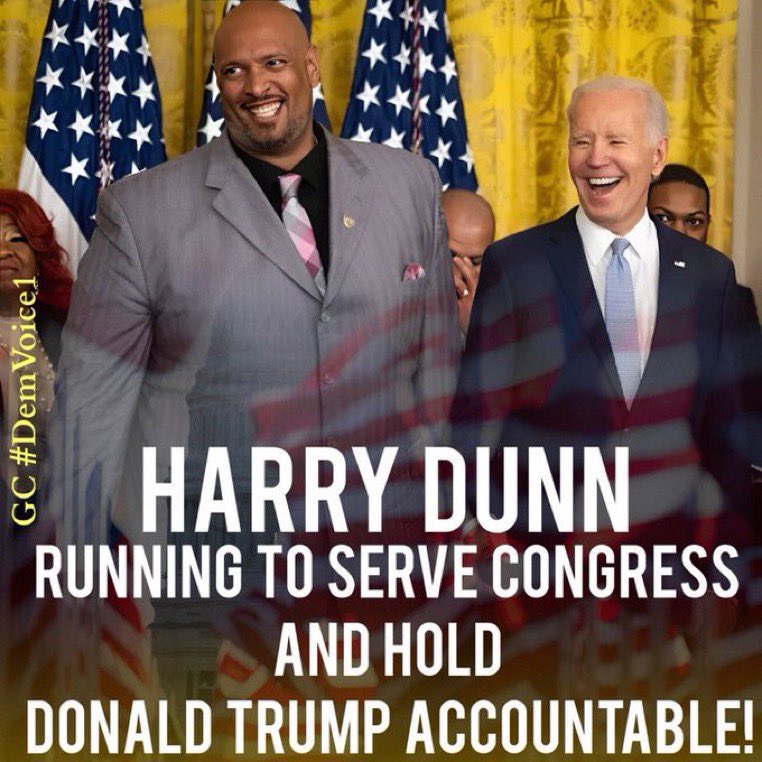 Our House of Reps, controlled by the @GOP, that is mostly directed by trump, is due for an overhaul...Harry Dunn knows this more than most. At the May 14 primary, choose @libradunn for the Nov. 5 general election. Vote💙like the USA depends on it, because it does. #USDemocracy