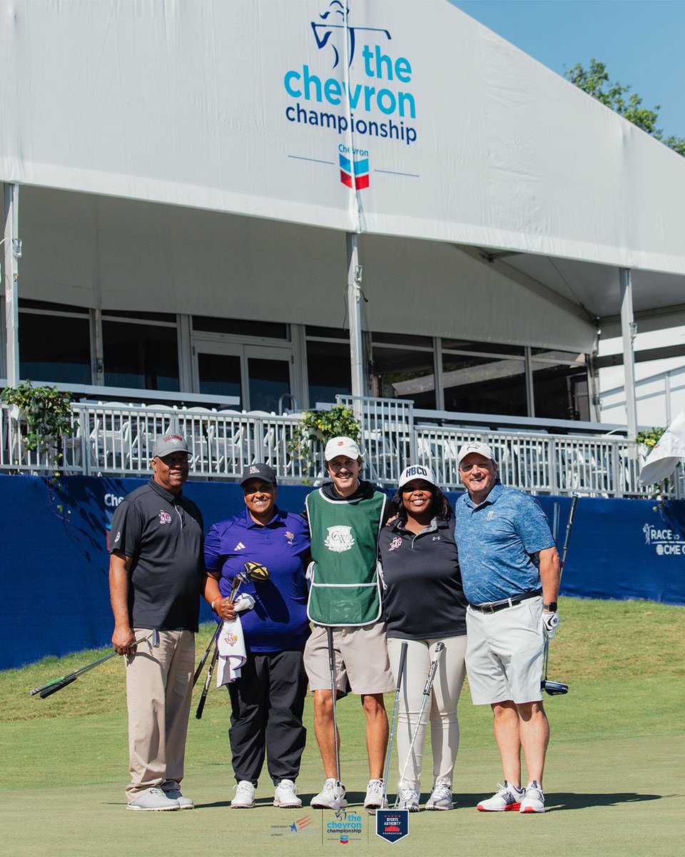 HC_HSA's tweet photo. Teeing off in the footprints of legends!

 A huge thanks to everyone who showed up and played in the Chevron | Sports Authority Foundation Golf Classic and supported HBCUs. 

Here's to hitting the greens like the true champions right after the first Major of the year. 🏆

#HCHSA https://t.co/pjG1rvSfW2